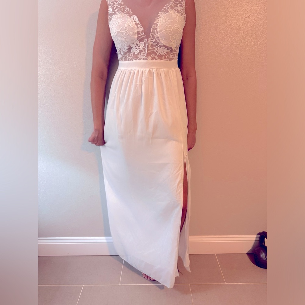 White Lace Top Dress